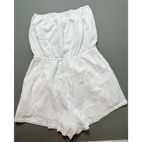 Seafolly Crinkle Playsuit in White Women’s Large Gauze Strapless Elastic Waist - Picture 12 of 14
